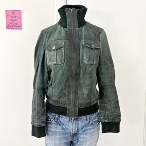 green leather bomber jacket